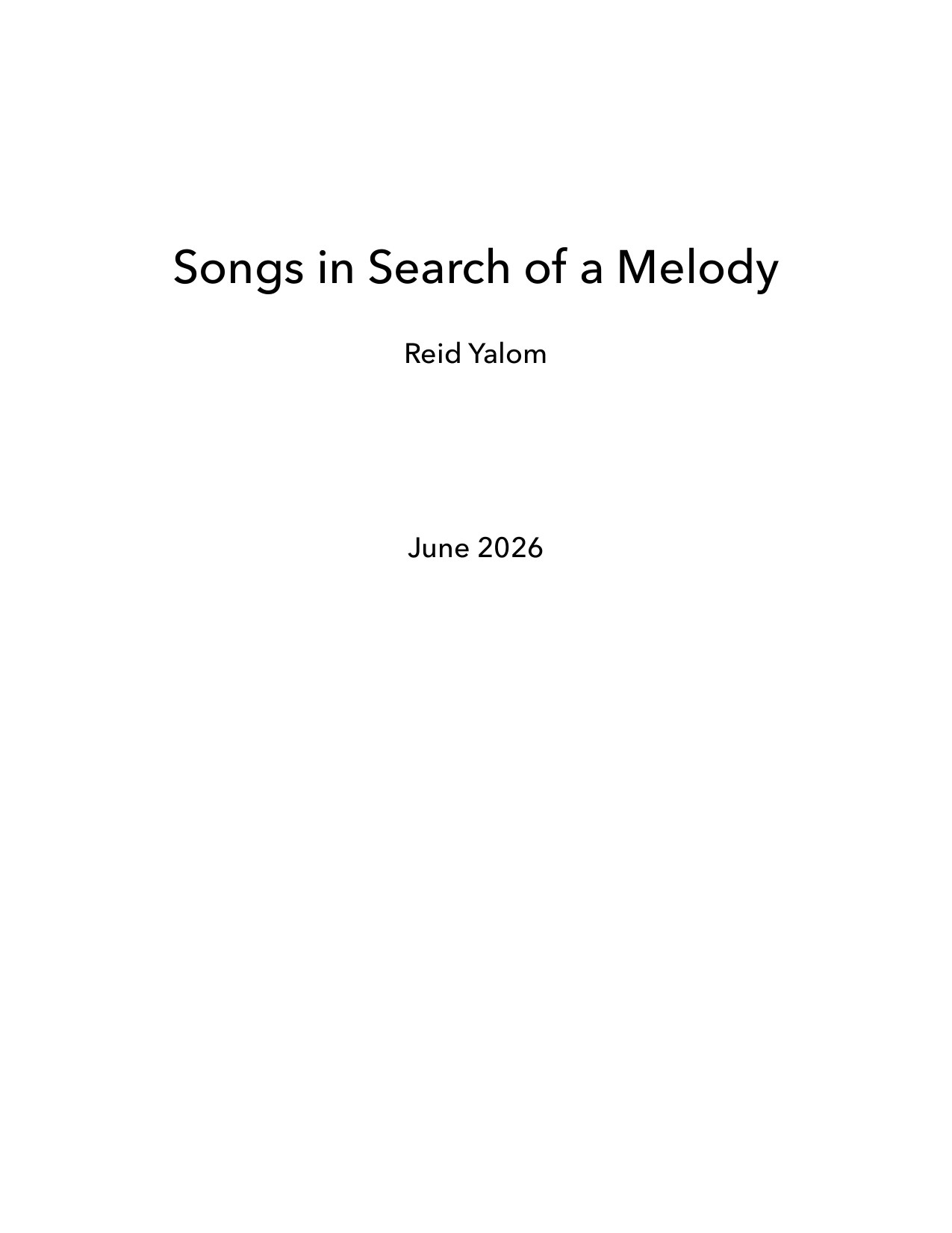Songs in Search of a Melody — page 1
